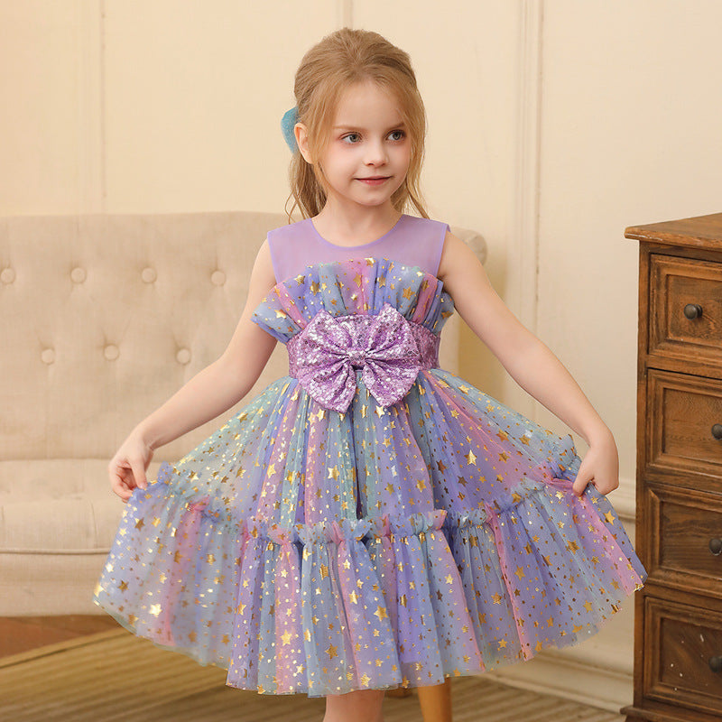 Girl Princess Dress Little Girl Gauzy Gown Performance Costume Lace Dress
