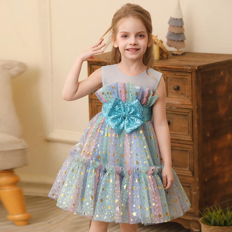 Girl Princess Dress Little Girl Gauzy Gown Performance Costume Lace Dress