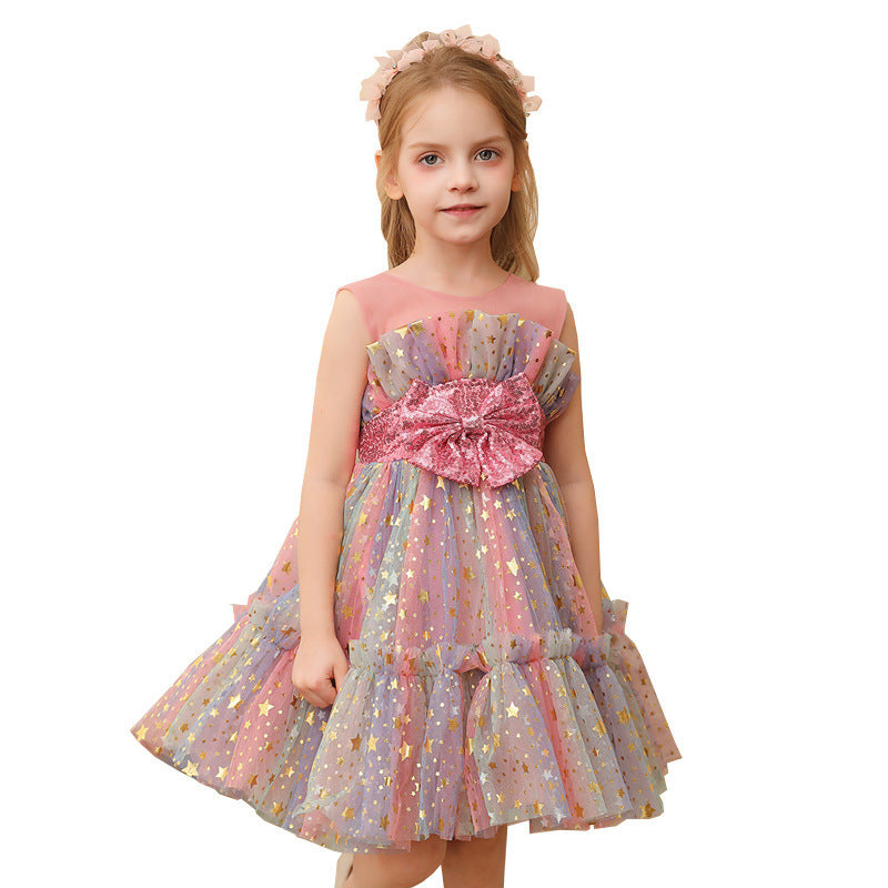 Girl Princess Dress Little Girl Gauzy Gown Performance Costume Lace Dress