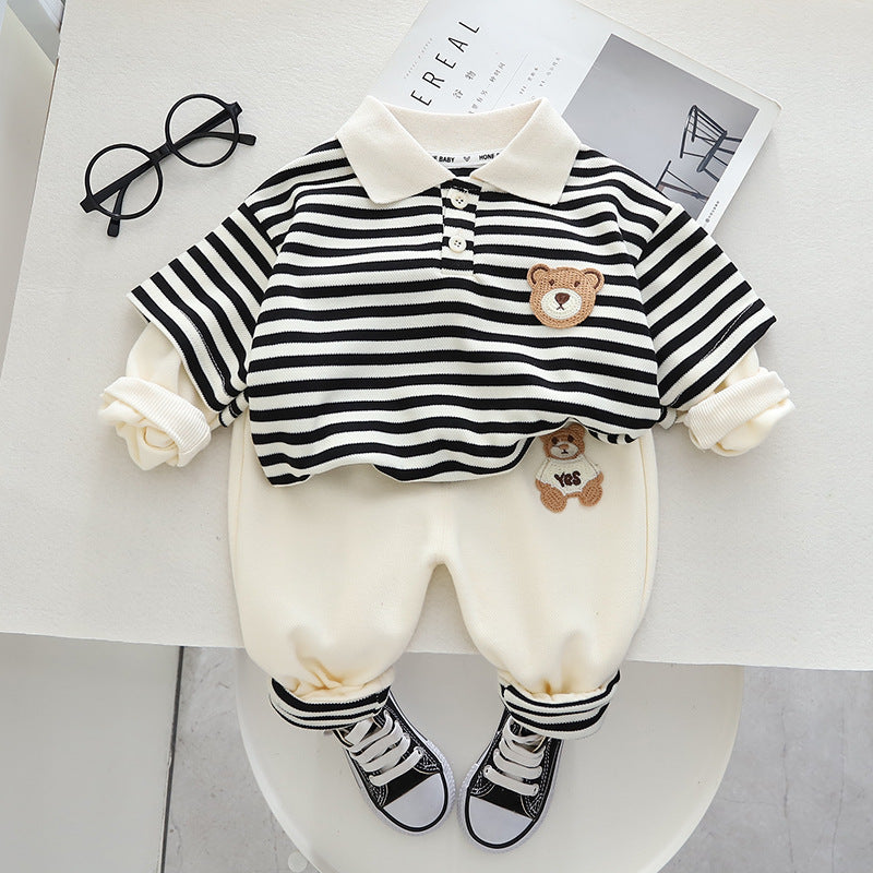 Little Children's Clothing Children's Fake Two-piece Suit Collar Baby Boy Suit