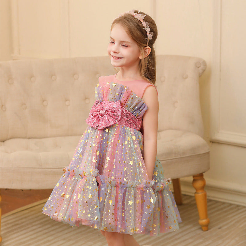 Girl Princess Dress Little Girl Gauzy Gown Performance Costume Lace Dress